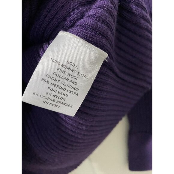 Banana Republic Extra Fine Merino Purple Cardigan Sweater Size Medium - Picture 4 of 9